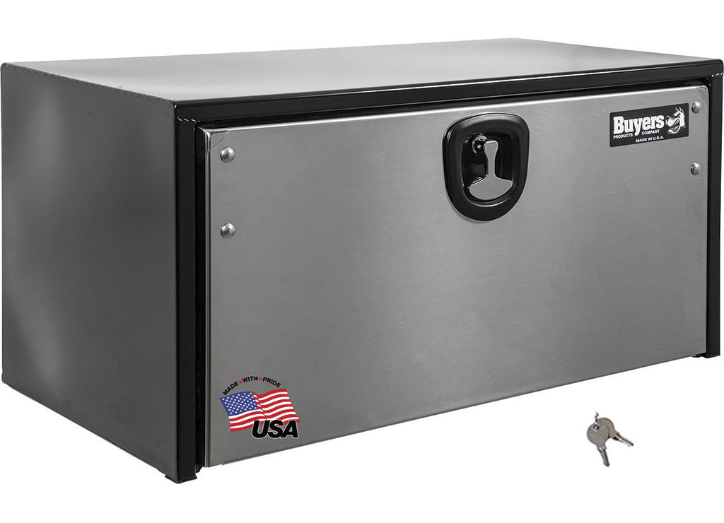 Buyers Products 18x18x36 Black Steel Underbody Truck Box With Stainless Steel Door, Black & Silver - 1702705 - image 1