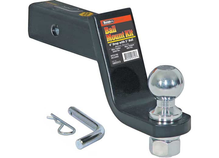 Buyers Products Ball Mount Kit, 4" Drop, 2" Ball With H.P. Black, Black - 1803313 - image 1