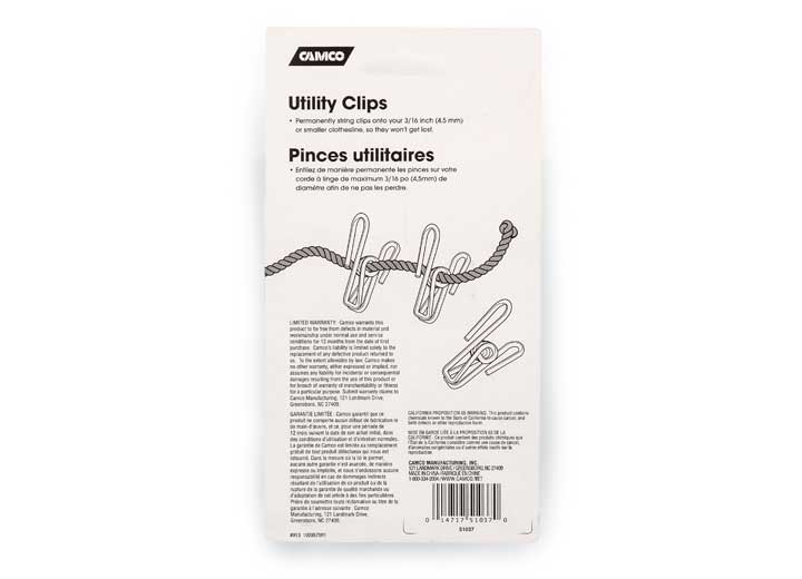 Camco Utility Clips-8 Pack, Bilingual - 51037 - image 1