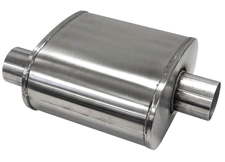Corsa Exhaust Custom Pro Series Mufflers For V8 Muscle 3 in Inlet 3.00 in Outlet Stainless Steel Oval Muffler with Offset (O) Inlet - CP300CT - image 1