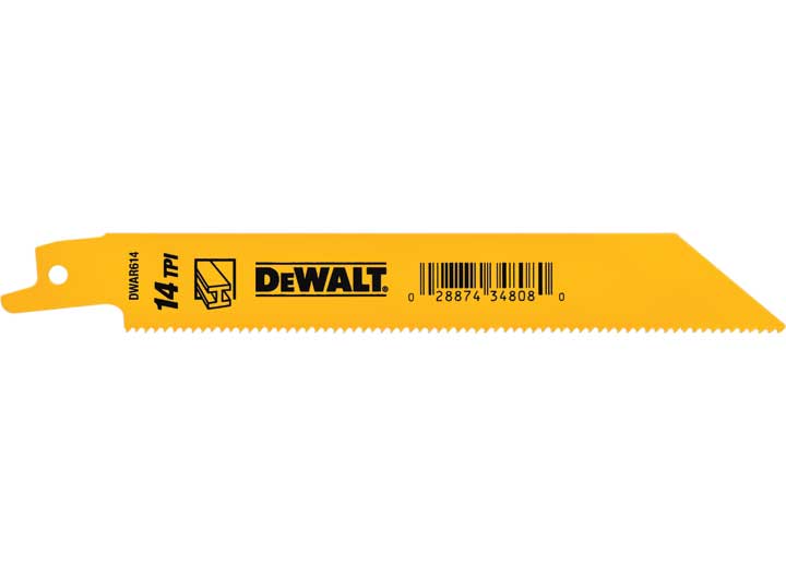 DeWalt Tools 6 in 14 Tpi Straight Back Bi-Metal Reciprocating Saw Blade-5 Pack - DW4808 - image 1