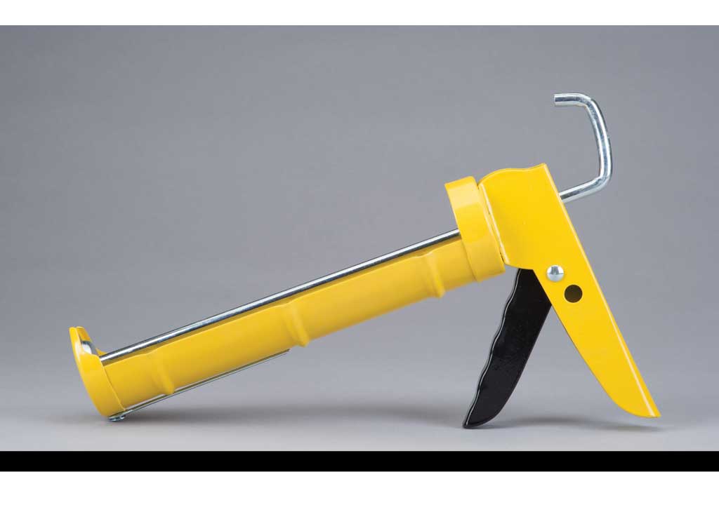 Dripless Cradle Round Rod Metal Caulk Gun 6:1 Thrust Ratio, Yellow - C-150 - image 1