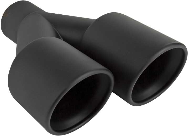 Different Trend Black Powder Coated Dual 3.50 in Double Wall Staggered Rolled Slant, Left ID 2, 2.25 in Tip Inlet Diameter - DT-24156LBK - image 1