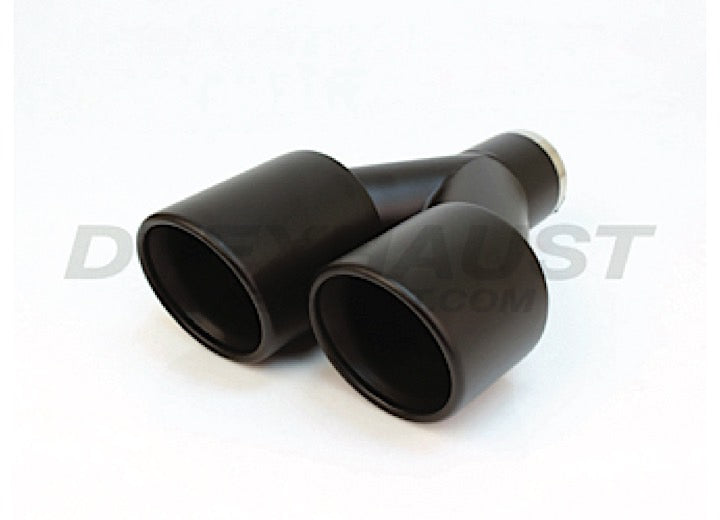 Different Trend Black Powder Coated Dual 3.50 in Double Wall Staggered Rolled Slant, Right ID 2, 2.25 in Tip Inlet Diameter - DT-24156RBK - image 1