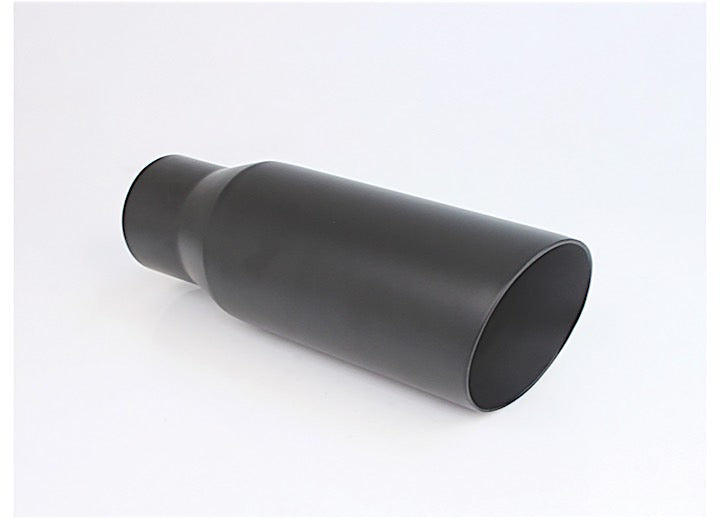 Different Trend Black Powder Coated 12 in Double Wall Angle Black Exhaust Tip 2.50 in ID and 4.00 in OD, 2.5 in Tip Inlet Diameter - DT-25038DWBK - image 1