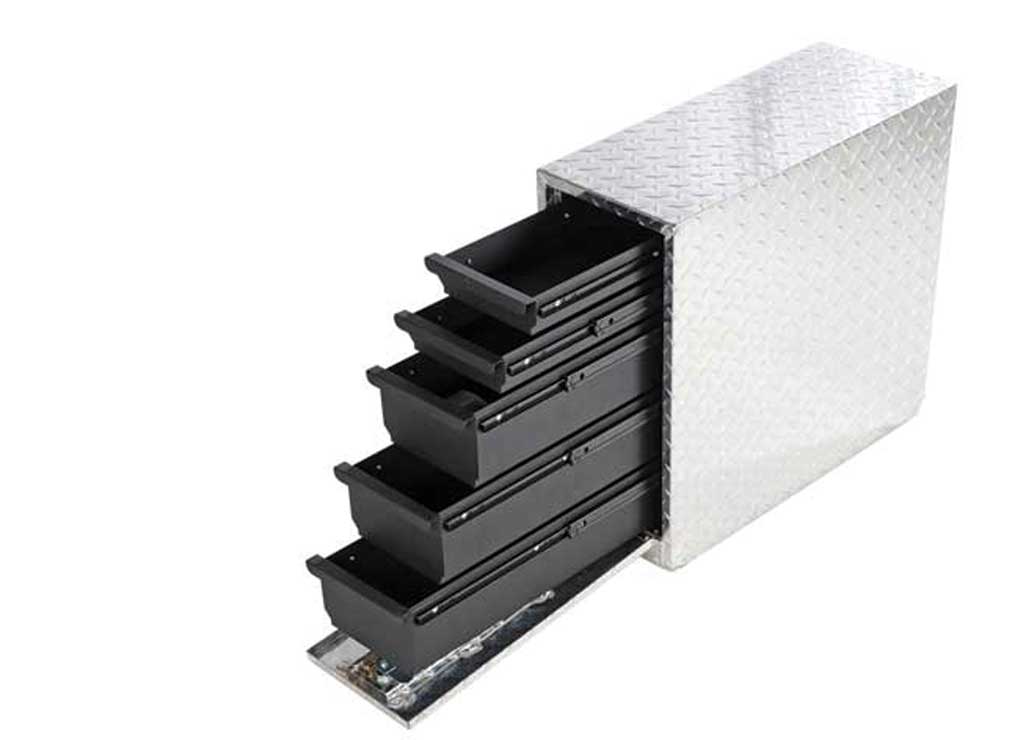 Dee Zee DeeZee Wheel Well Toolbox With Drawers, 20.5"L x 8.5"W x 18.875"H, Silver - DZ95DA - image 1
