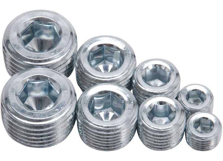 Edelbrock Pipe Plug Kit Allen Head Set Of 8 Clear Anodize Miscellaneous Accessory - 8052 - image 1