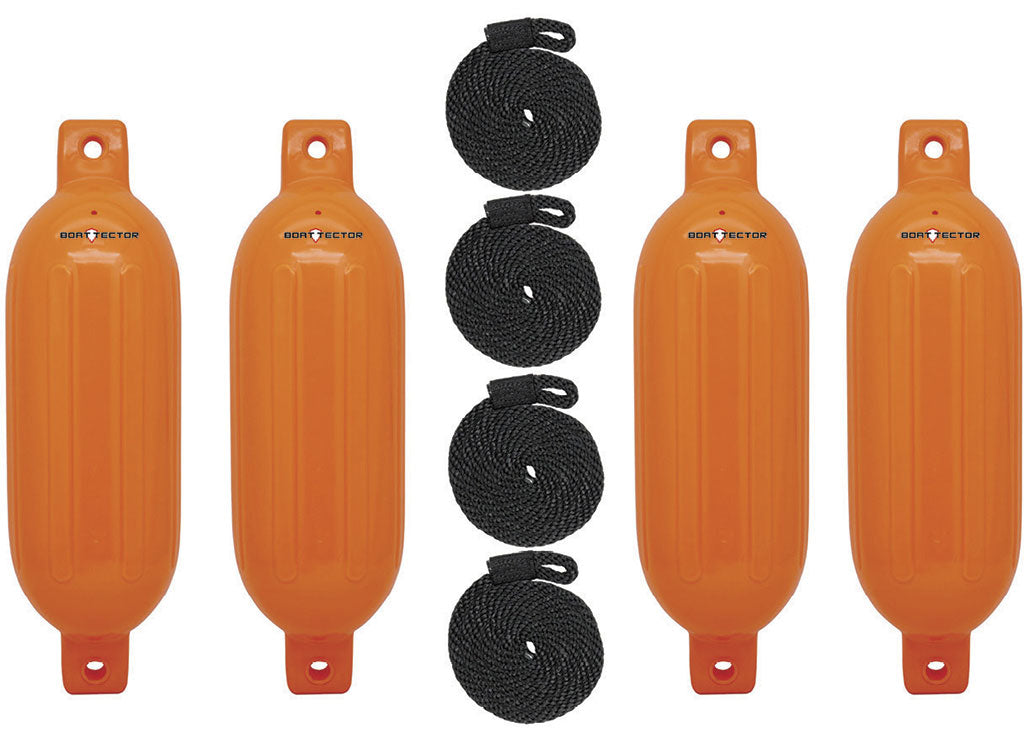 Extreme Max BoatTector Inflatable Fender Value 4-Pack, 6.5" x 22", Neon Orange Hardware - 3006.7641 - image 1