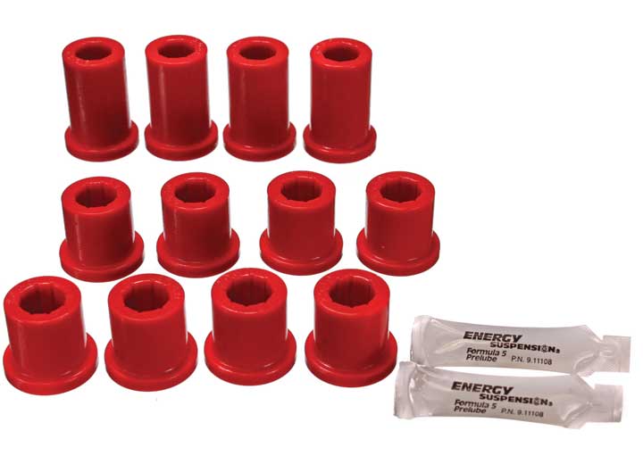 Energy Suspension Front Leaf Spring Bushing Set With Frame Shackle Set-Red, Performance Polyurethane - 8.2102R - image 1