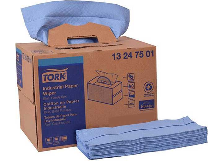 TORK Industrial Paper Wiper, Handy Box, Self-Dispensing, 4-Ply, 12.8 x 16.5 in, Paper, Blue 1x180 - 13247501 - image 1