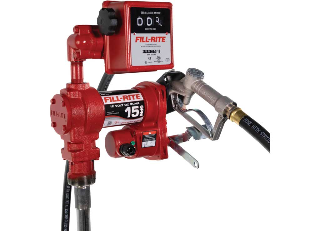 Fill-Rite 12V DC 15 GPM Fuel Transfer Pump With Mechanical Meter & Manual Nozzle - FR1211H - image 1