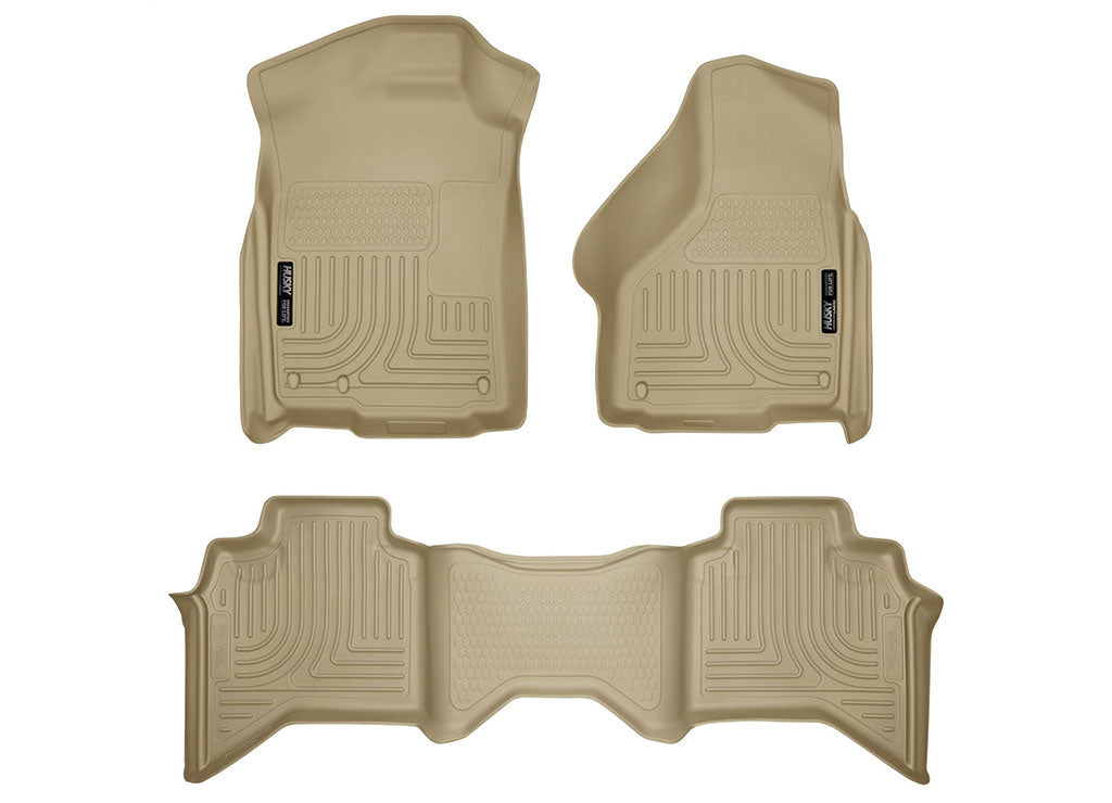 Husky Liners Husky Liner WeatherBeater Front & 2nd Seat Floor Liner Set, Tan for Quad Cab, Hard Plastic - 98033 - image 1