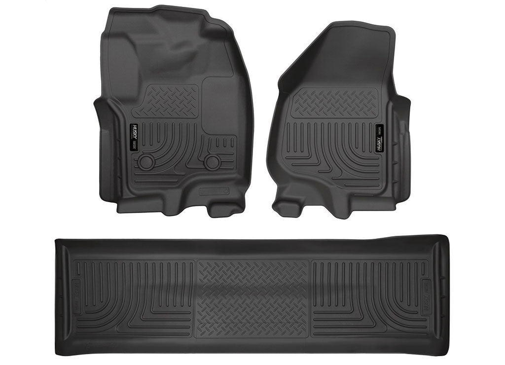 Husky Liners Husky Liner WeatherBeater Front & 2nd Seat Floor Liner Set, Black for SuperCrew Cab, Hard Plastic - 99711 - image 1