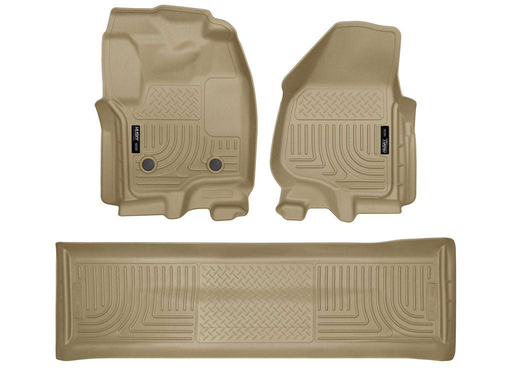 Husky Liners Husky Liner WeatherBeater Front & 2nd Seat Floor Liner Set, Tan for SuperCrew Cab, Hard Plastic - 99713 - image 1