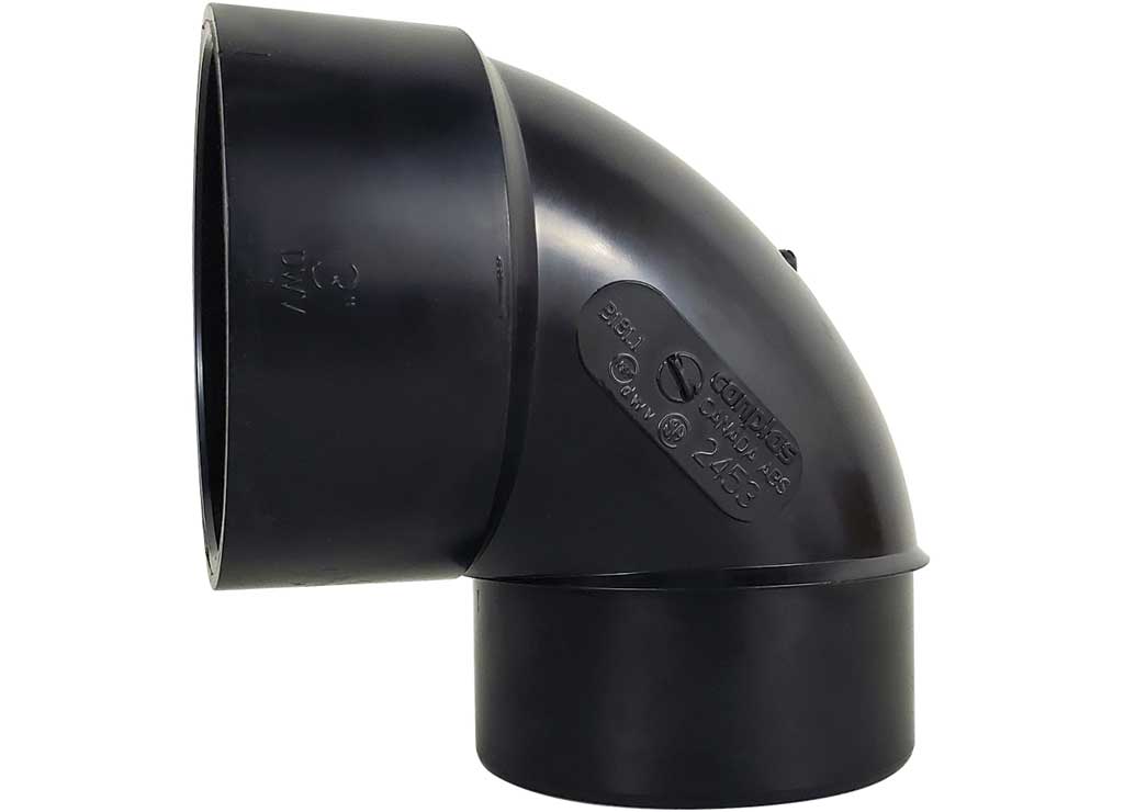 Icon Fitting, ABS, 90 Deg Elbow, Short Street, 3 in, Spigot-Hub - 14842 - image 1