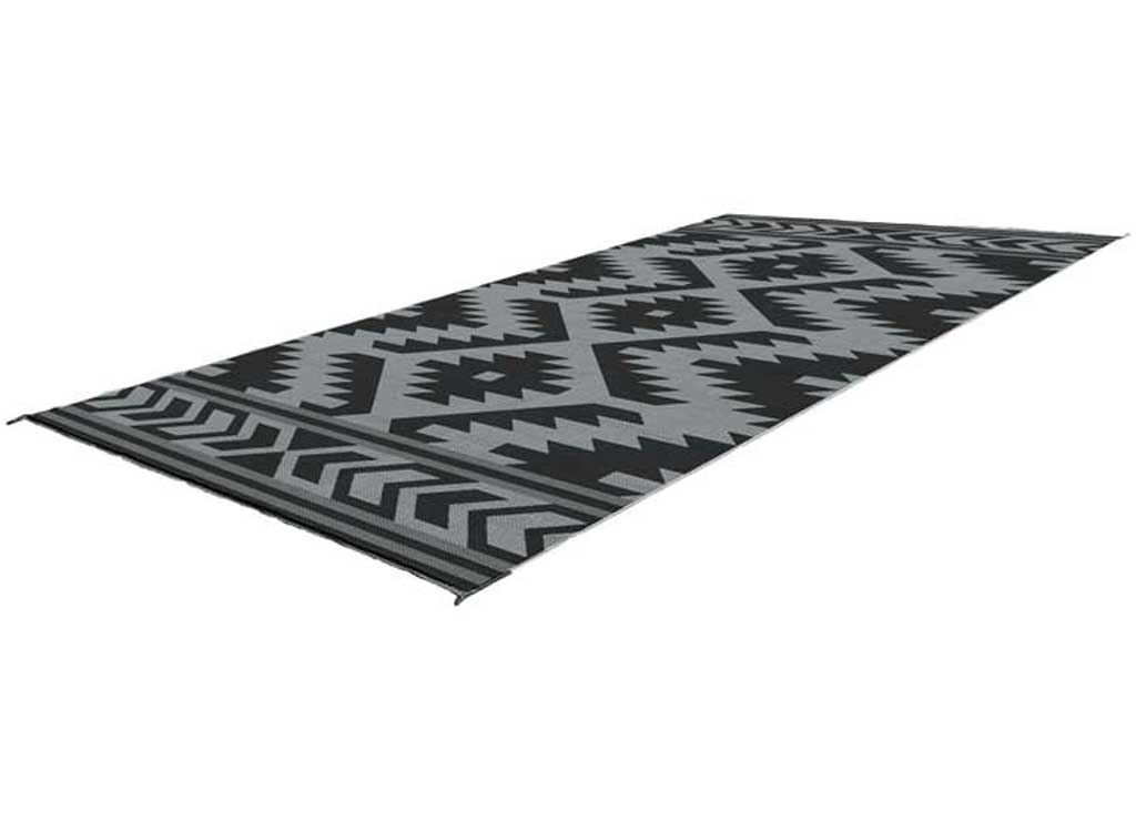 Kuma Outdoor Gear Reversible Outdoor Mat, 18’ x 9’, Santa Fe Boho, Black, Grey, 18x9 ft Nominal Size - 878-KM-SFB-GB-18 - image 1