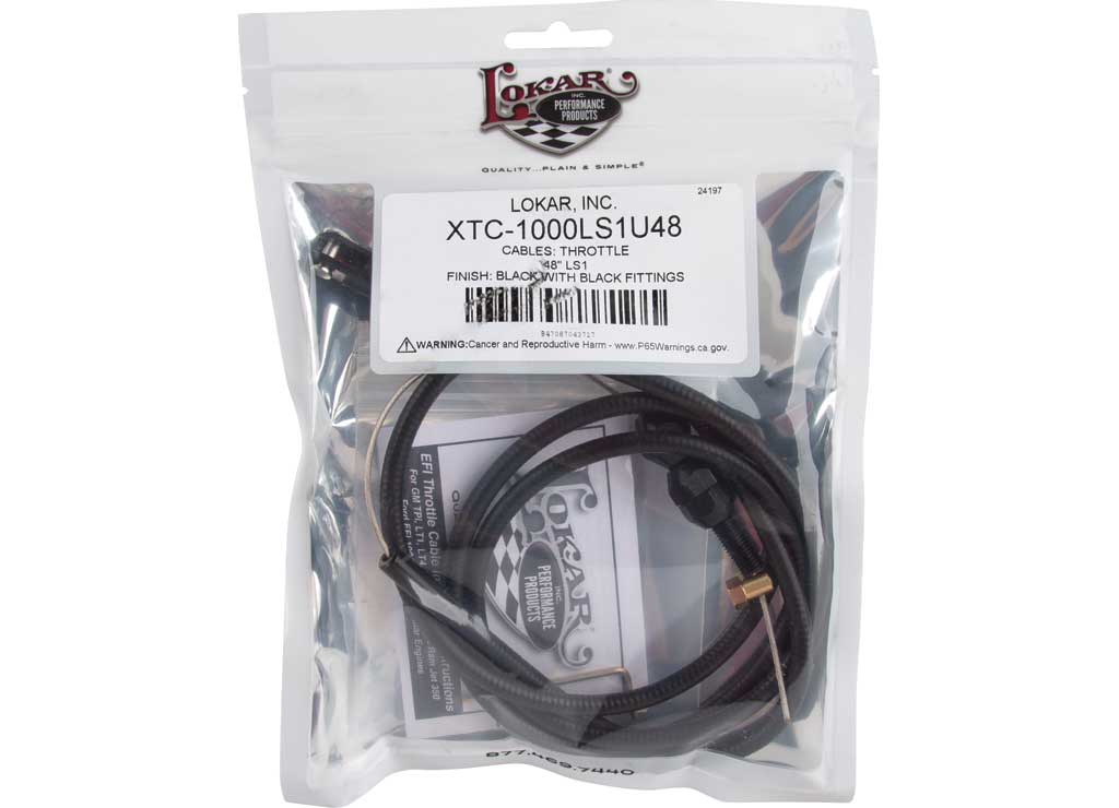 Lokar 48 in LS1 Throttle Cable Black Housing & Fittings - XTC-1000LS1U48 - image 1