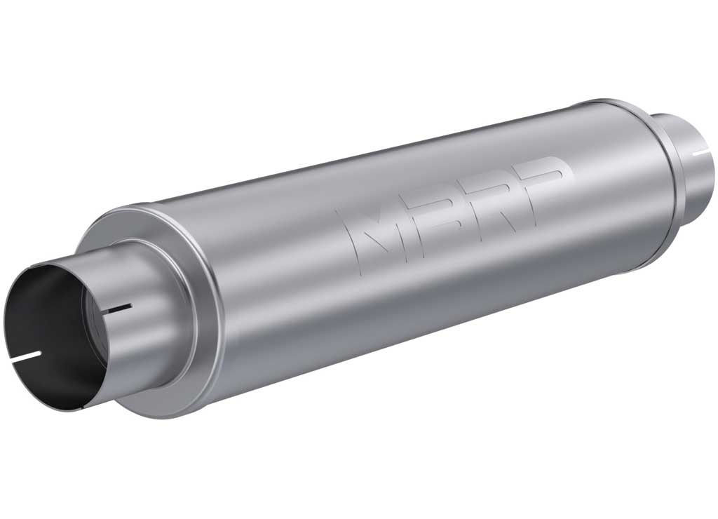 MBRP 4" Inlet 4" Outlet 30" Long 4 in Stainless Steel Round Muffler with Center (C) Inlet and Center (C) Outlet - M1004S - image 1