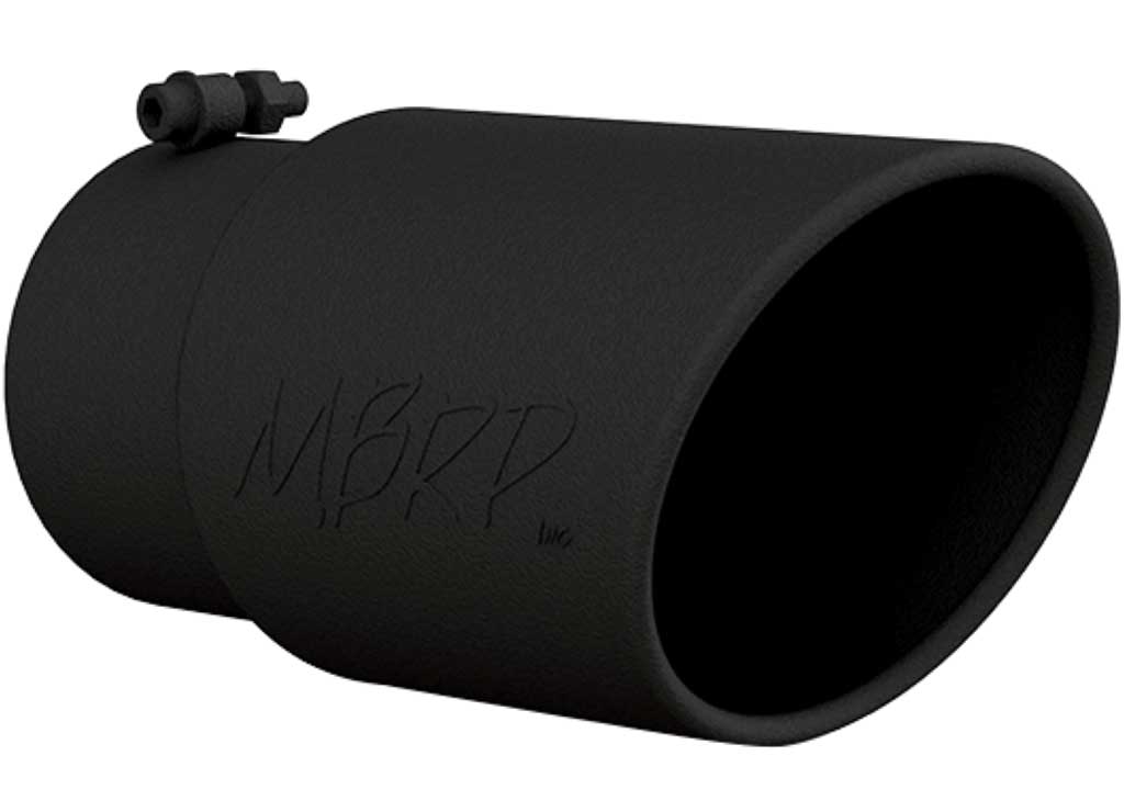 MBRP Tip, 6 in O.D. Angled Rolled End 5 in Inlet 12 in Length, Black Coated - T5075BLK - image 1