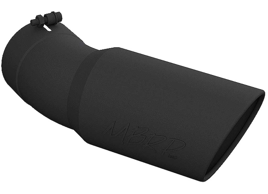 MBRP Tip, 6 in O.D, Angled Rolled End, 5 in Inlet, 15.5 in Length, 30 Degree Bend, B, Black - T5154BLK - image 1
