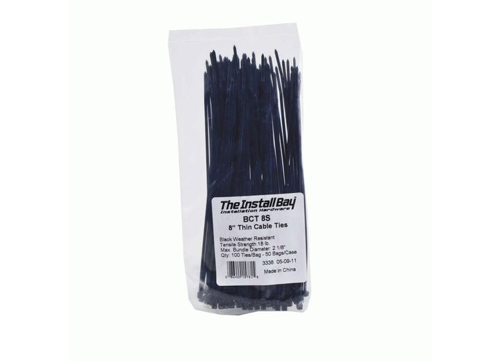 Install Bay 8 Inch Thin Cable Tie Black, Package Of 100 - BCT8S - image 1