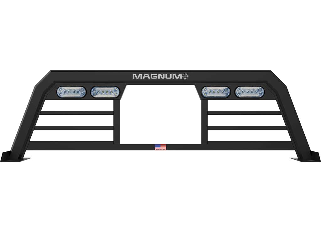 Magnum Truck Racks 2024 Silverado 2500, 3500 and 4500 Low Pro Headache Rack With Window, 7-Way 56000 Harness Included, Aluminum - 424LPBRK1NB - image 1