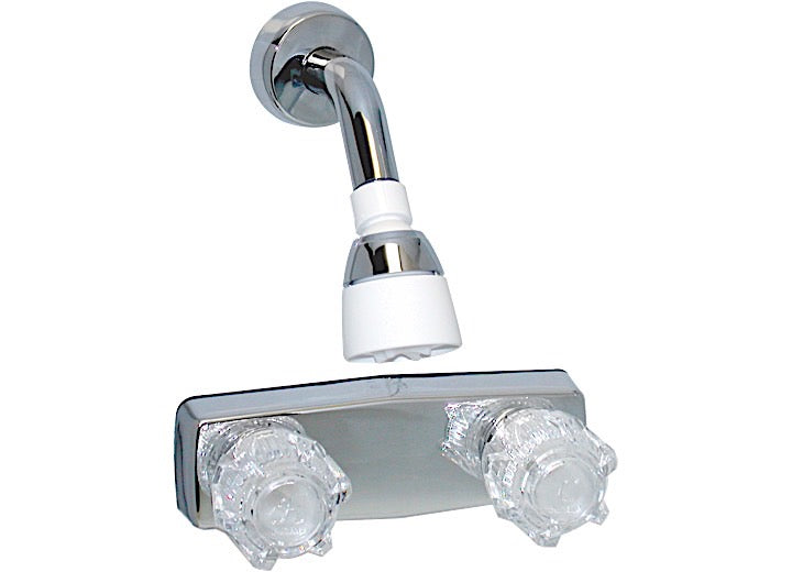 Valterra Shower Valve With Shower Head, 4 in, 2 Knob, Plastic, Chrome - PF213345 - image 1