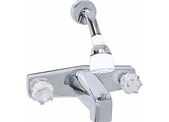 Valterra 2-Knob 8" Shower Div Valve & Head Kit, Plastic, Brass, 8 in Faucet Install Size - PF214348 - image 1