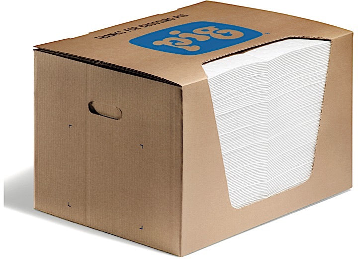 New Pig Water-Repellent Oil-Absorbent Heavyweight Mat Pads, Dispenser Box, 100-Pack - MAT440 - image 1