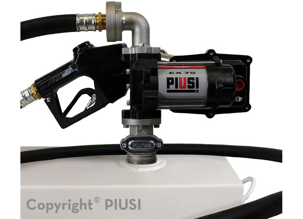 Piusi USA EX75 12V 20GPM Ul Fuel Pump Basic+ Kit (Auto Nozzle) 20 ft Hose - F0037852A - image 1