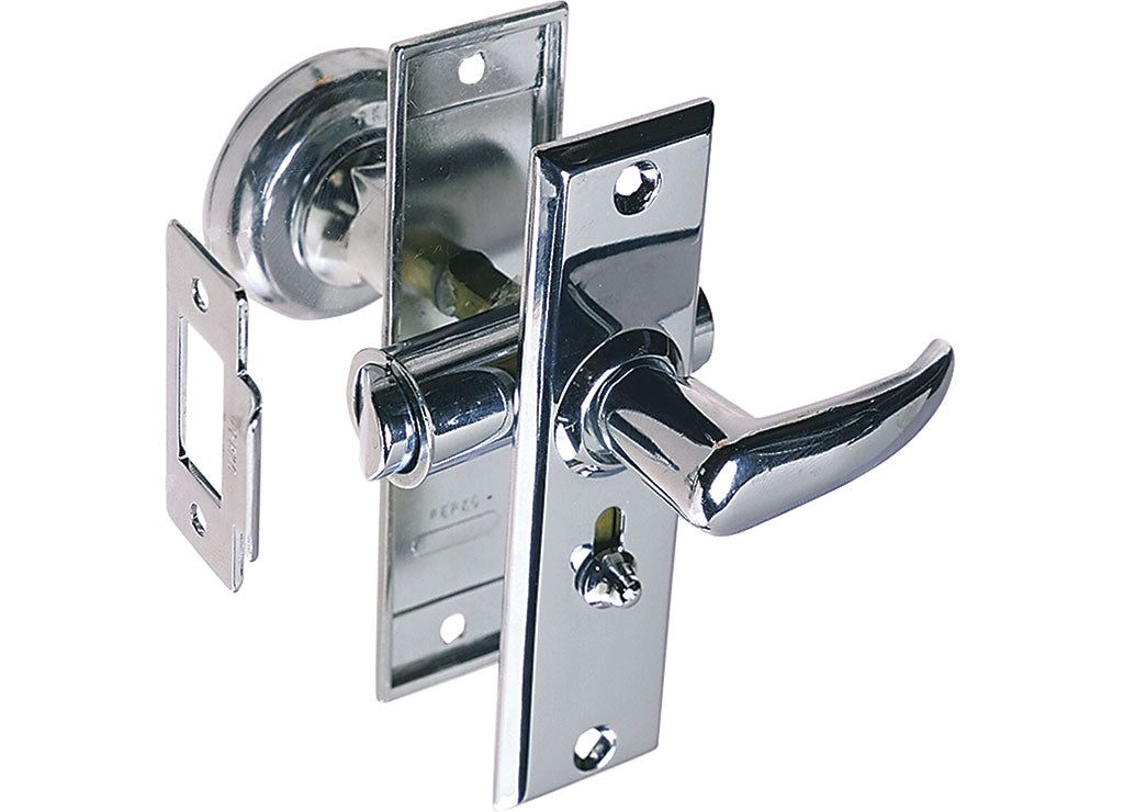 Perko Tubular Door Latch Set with Sliding Lock Button, Chrome-Plated Zinc Alloy Hardware - 0567DP0CHR - image 1