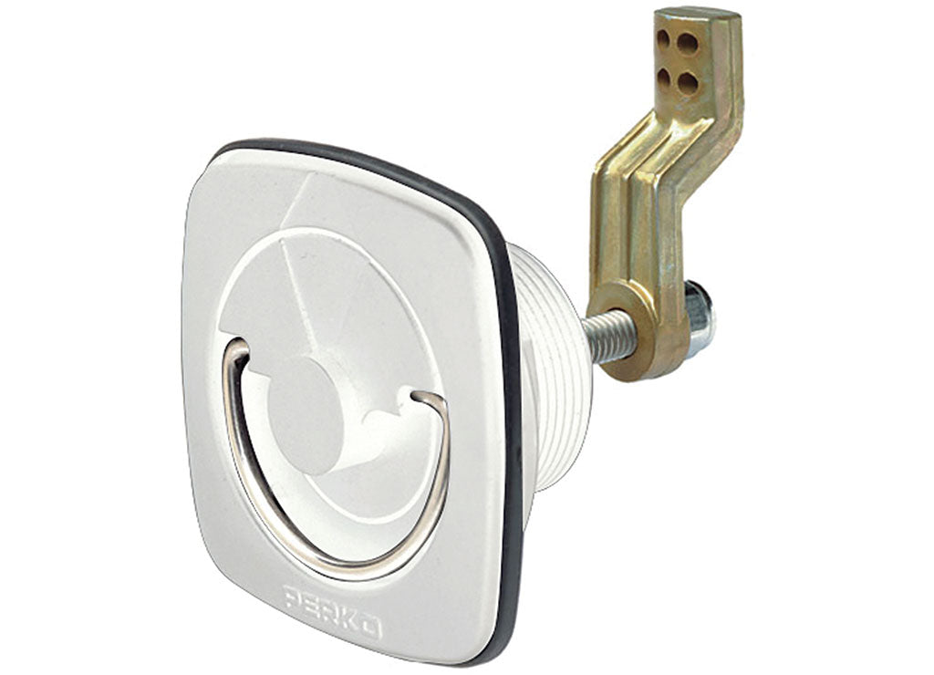 Perko Flush-Mount Lock & Latch with Straight Cam Bar & Polymer Strike for Smooth Surface, White Hardware - 1082DP3WHT - image 1