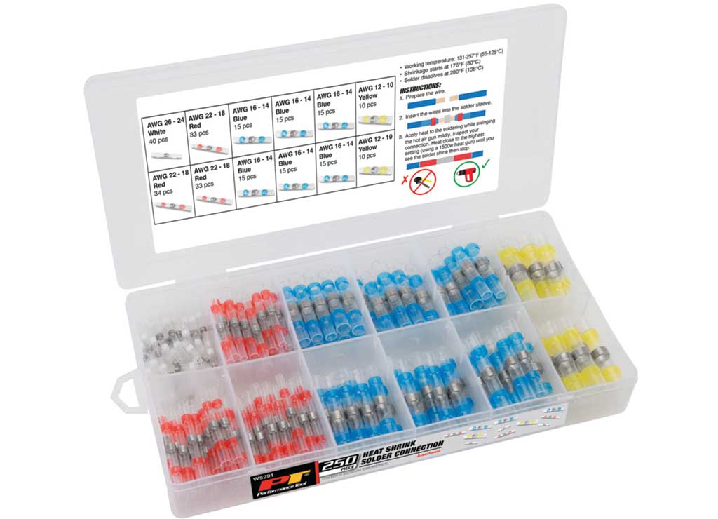 Performance Tool Heat Shrink Solder Connectors, 250-Piece Soldering Accessory - W5291 - image 1