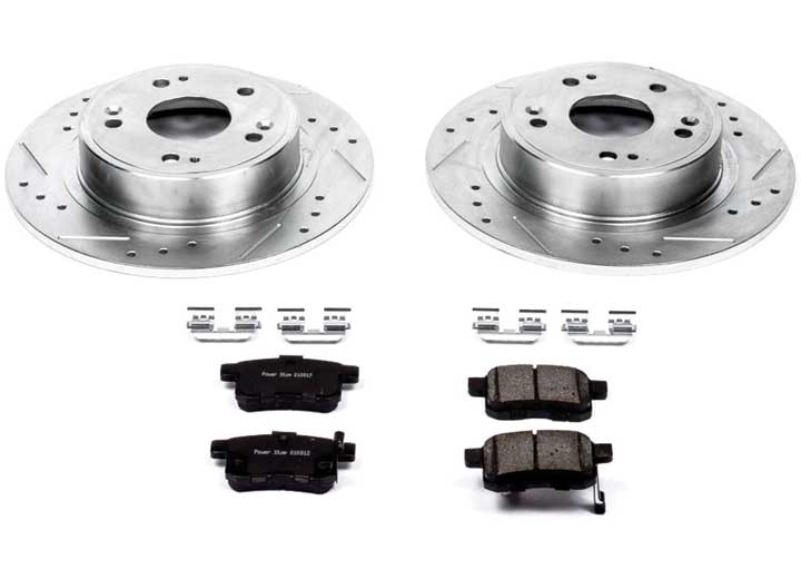 Power Stop Rear Brake Kit Drilled and Slotted Disc Rotors with Ceramic Brake Pads Replacement - K3127 - image 1