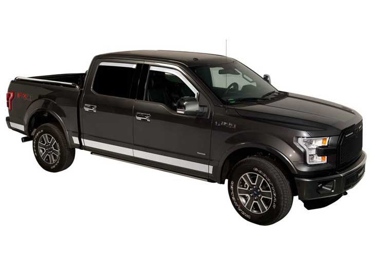 Putco Element Window Deflectors for Ford F-150 SuperCrew (2015-2020+), Set of 4, Chrome Visor - 480065 - image 1