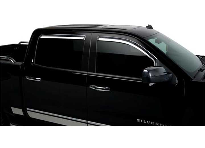 Putco 2014-2018 Silverado/Sierra 1500/14-19 Silverado/Sierra 2500/3500 HD Crew Cab 4PC Chrome Inchannel Visors - 480440 - image 1