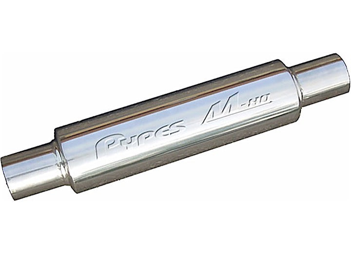 Pypes Performance Exhaust M-80 2.5" Round Stnls 2.5 in Stainless Steel Round Muffler with Center (C) Inlet and Center (C) Outlet - MVR200S - image 1