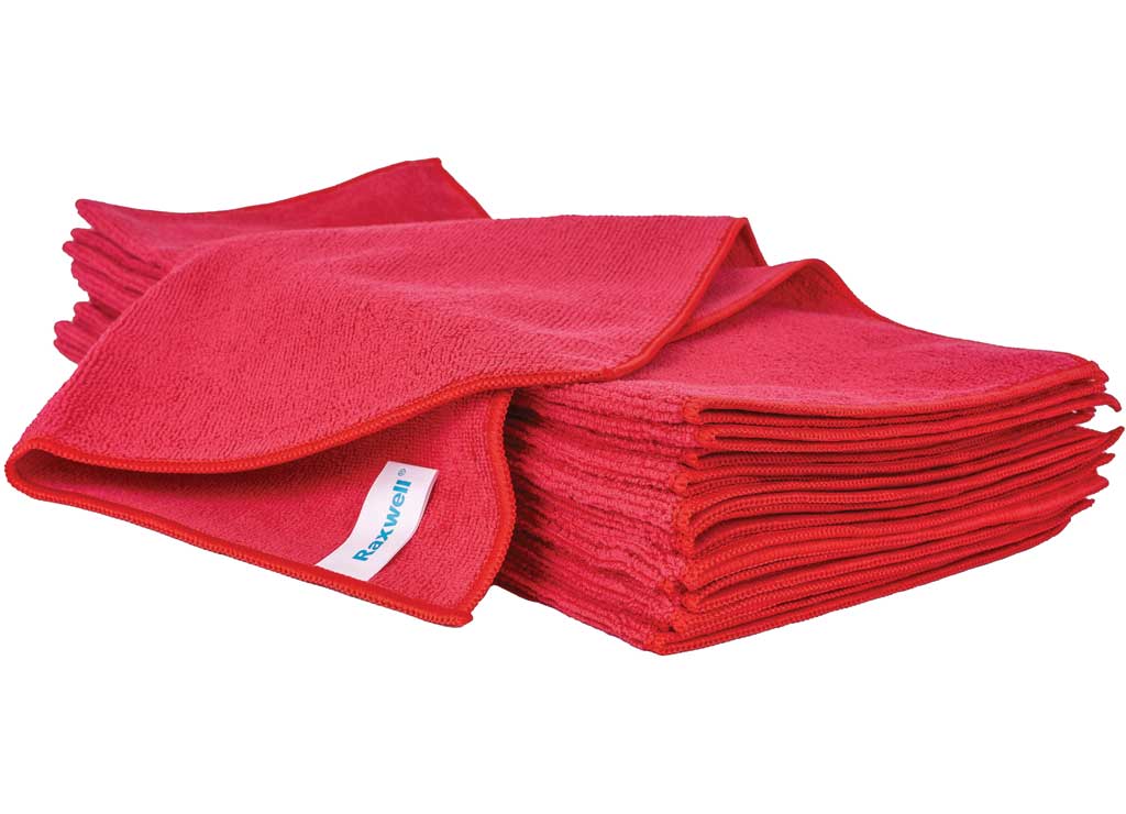 Raxwell Industries Microfiber Cloth, General Purpose Lightweight, 16x16, Red, 12 Pack - RJC1003 - image 1