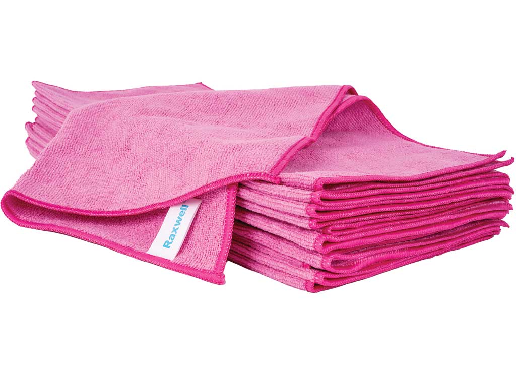 Raxwell Industries Microfiber Cloth, General Purpose Lightweight, 16x16, Pink, 12 Pack - RJC1005 - image 1