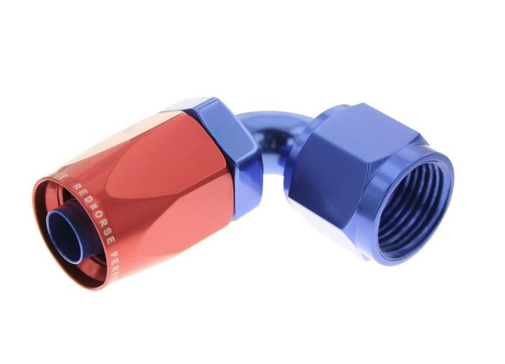 Redhorse Performance 06 90 Degree Female Aluminum Hose End, Red&Blue - 6090-06-1 - image 1