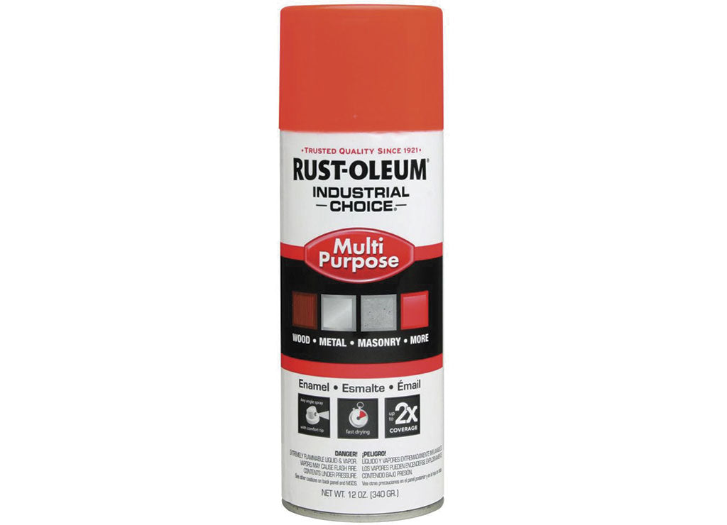 RUST-OLEUM Industrial Choice 1600 Enamel Spray Paint, Fluorescent Orange, 12 oz - 1654830 - image 1