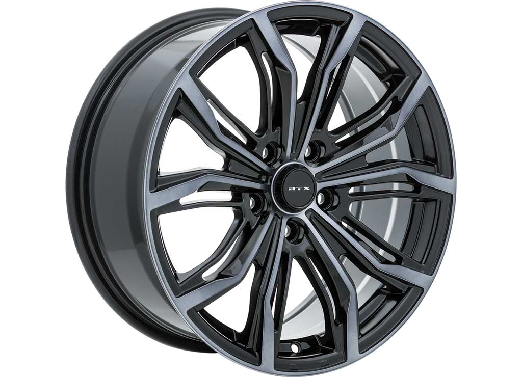 RTX Wheels ET40 16x7 5x114.3 +40 mm Offset ET40 CB73.1 Black Machined Grey Wheel with 73.1 mm Center Bore - 082433 - image 1