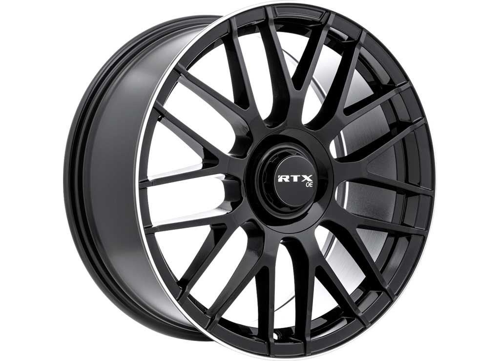 RTX Wheels ET38 19x8.5 5x112 +38 mm Offset ET38 CB66.6 Gloss Black Machined Lip Wheel with 66.6 mm Center Bore - 083184 - image 1