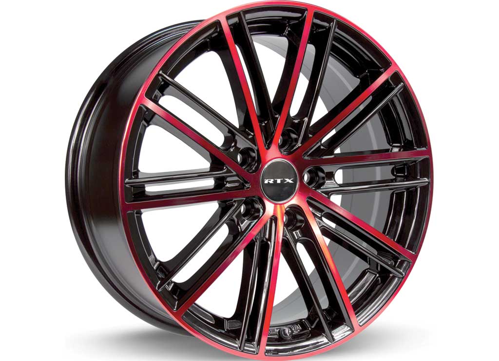 RTX Wheels ET45 17x7.5 5x114.3 +45 mm Offset ET45 CB73.1 Black Machined Red Wheel with 73.1 mm Center Bore - 081209 - image 1