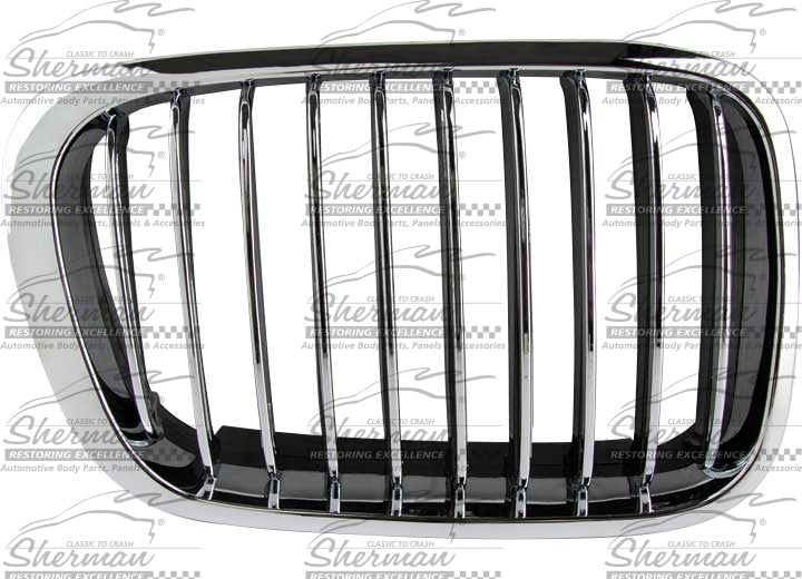Sherman Parts RH Grille chrome BMW 3 Series (E46) sedan, Wag 1999-2001 for 1999-2000 BMW 323i and 328i and 2001 BMW 325i and 330i - 0054B-99-2 - image 1