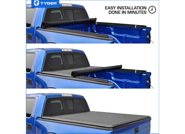 Tyger Auto 2017-Current Ridgeline 5.4 ft Soft Roll Up Tonneau Cover Textured Black - TG-BC1H9065 - image 1