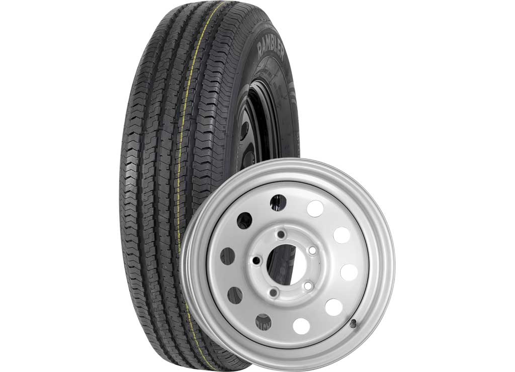 Taskmaster Rambler Trailer Assembly ST225/75R15 Lre On 15x6 5x4.5 Silver Mod Steel Wheel 2860Lcc Tire - B-22575R150E-N-60545SM-V - image 1