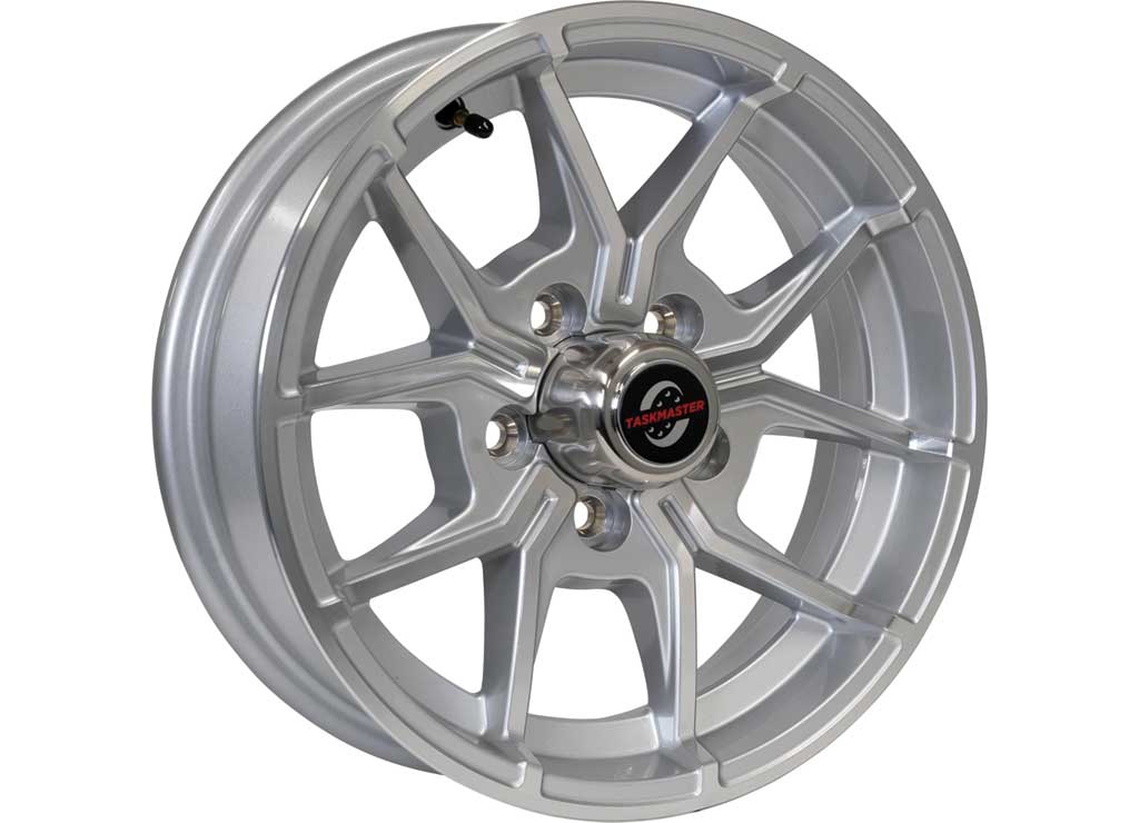 Taskmaster 15x5 5x4.5 Silver Machined Face 5-Fork 3.19Cb 2160Lcc, 5x4.5 Trailer Wheel Bolt Pattern - WA-15050545-SMFS-16024-5FK - image 1