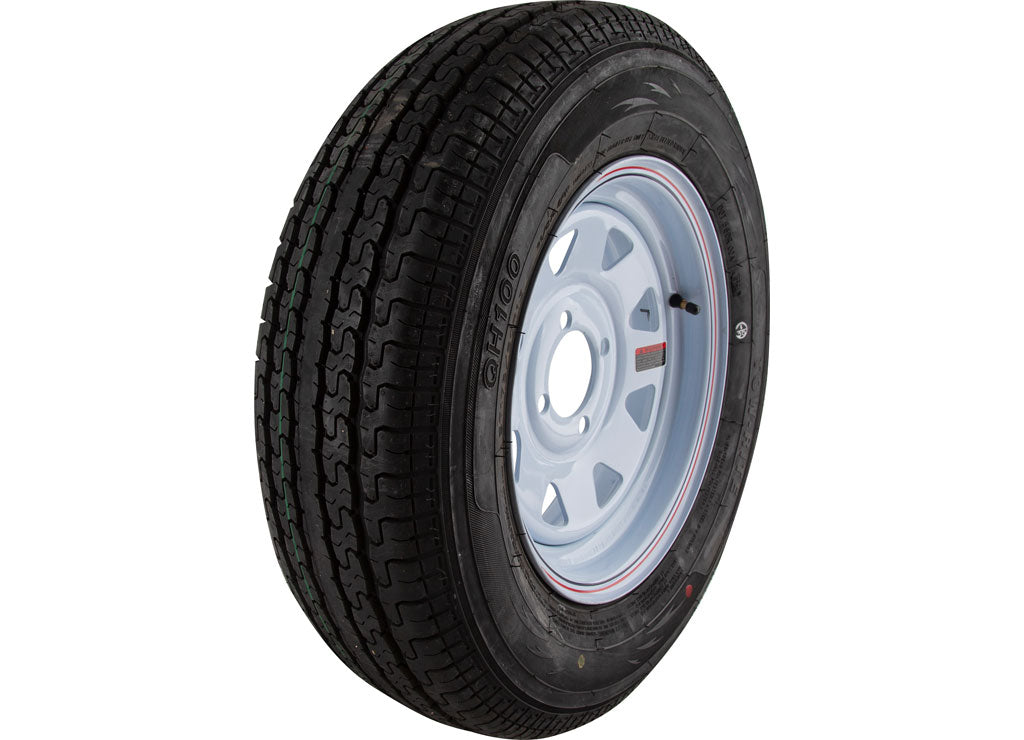 Tow-Rite ST175/80R13 Mounted On White Spoke 13x4.5, 4x4, Load Rating: C 6-Ply Rated, 1,360 lb - RDG25-700-WS4 - image 1