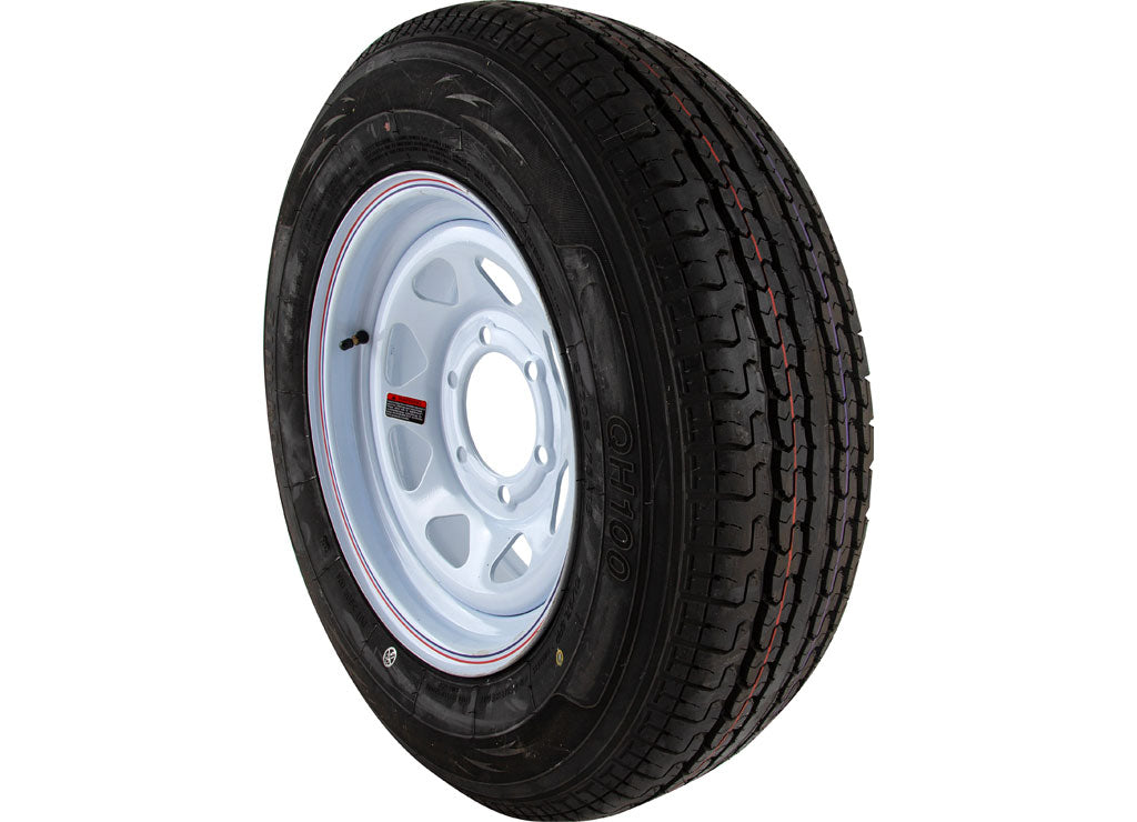 Tow-Rite ST205/75R15 Mounted On White Spoke 15x6, 6x5.5 Load Rating: C 6-Ply Rated, 1,820 lb - RDG25-702-WS6 - image 1